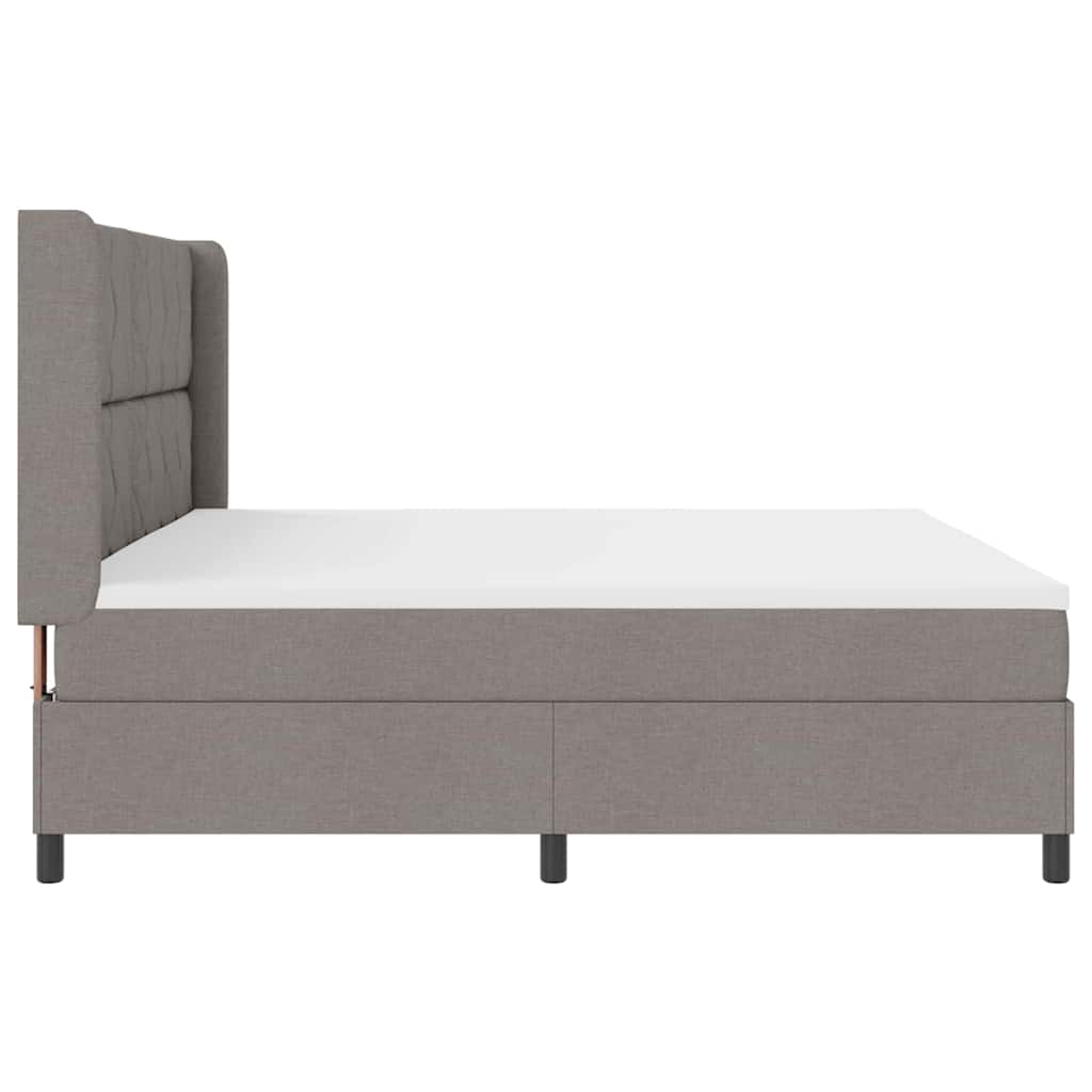 Box spring seng med pude Gråbrun 200 x 200 cm Stof