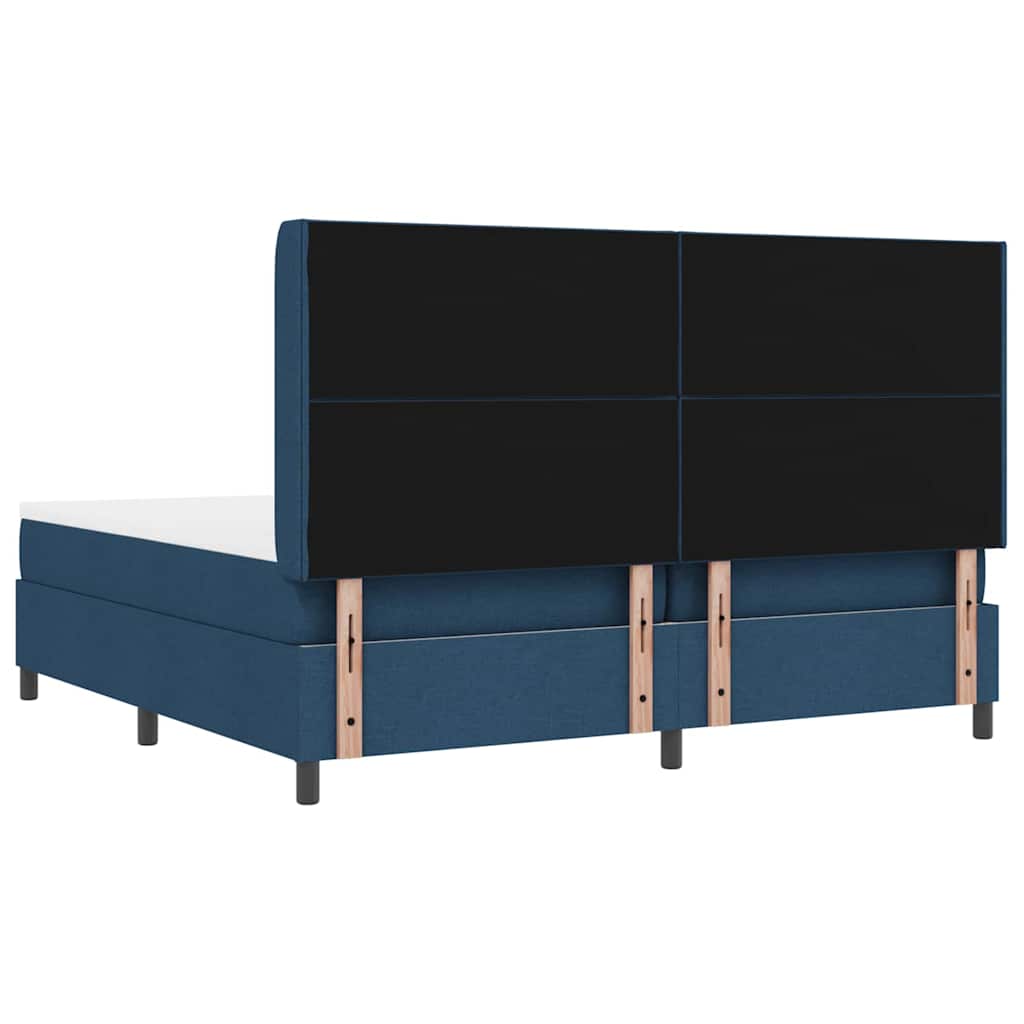 Box spring seng med pude med hovedgærde Blå 200 x 200 cm Stof