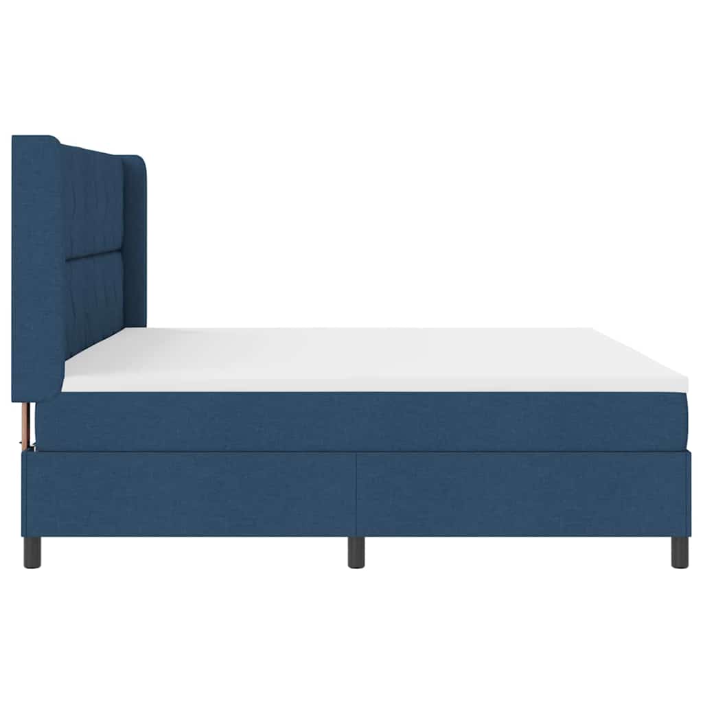 Box spring seng med pude med hovedgærde Blå 200 x 200 cm Stof
