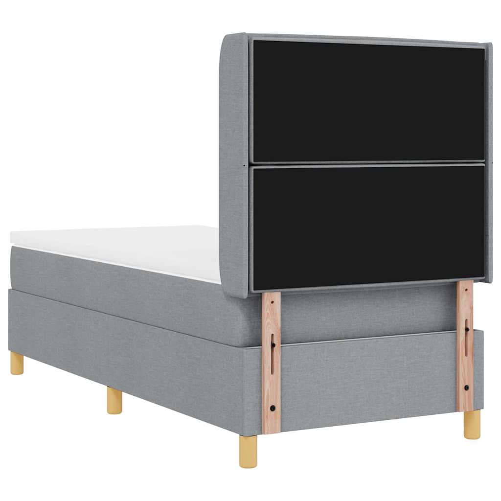 Box spring seng med madras Lysegrå 80 x 200 cm Stof