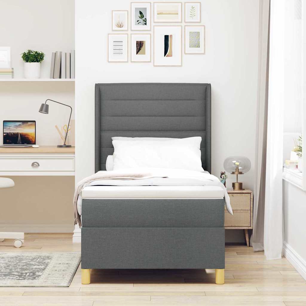 Box spring seng med madras Mørkegrå 80 x 200 cm Stof