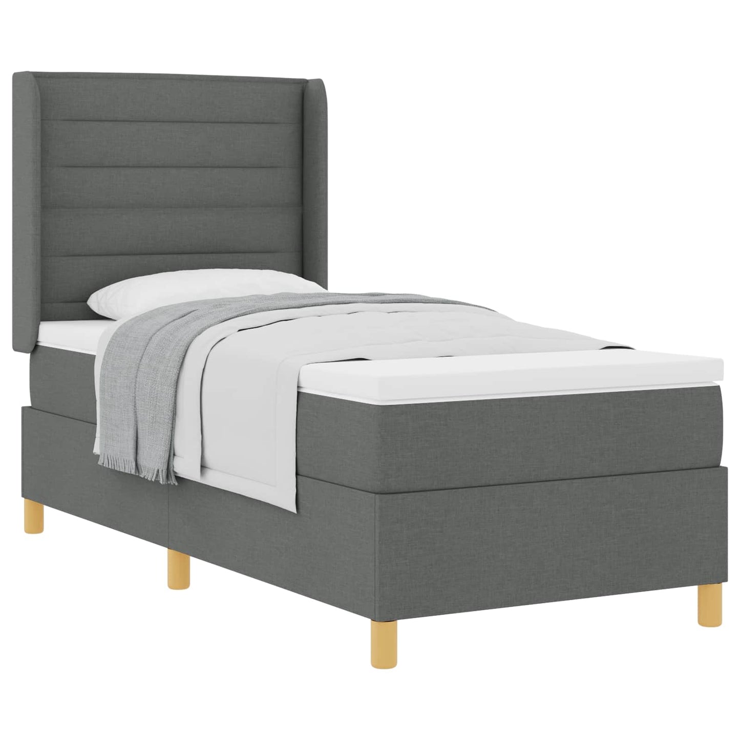 Box spring seng med madras Mørkegrå 80 x 200 cm Stof