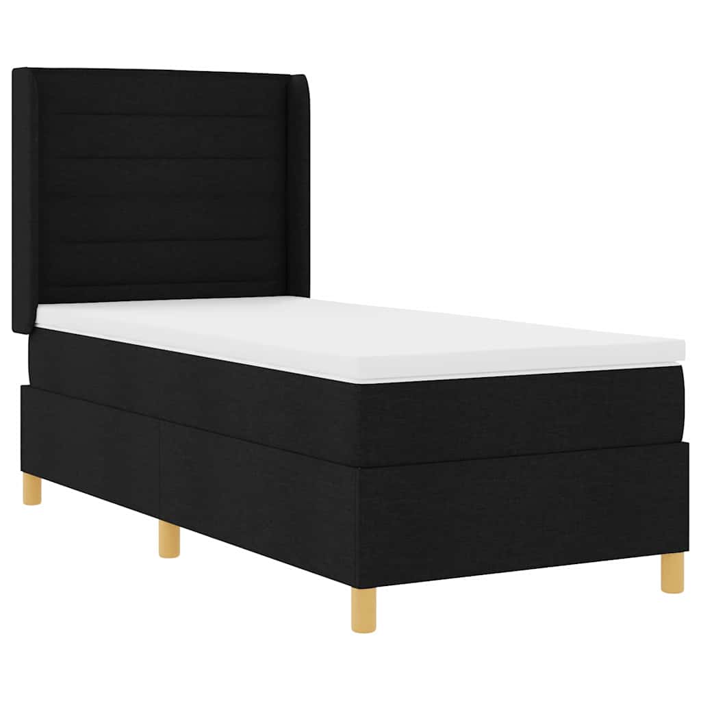 Box spring seng med madras med hovedgærde Sort 80 x 200 cm Stof