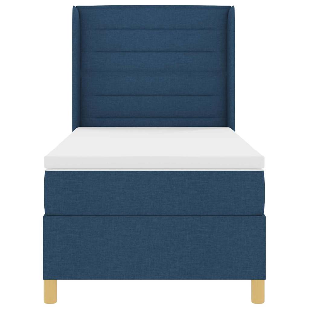 Box spring seng med madras med hovedgærde Blå 80 x 200 cm Stof