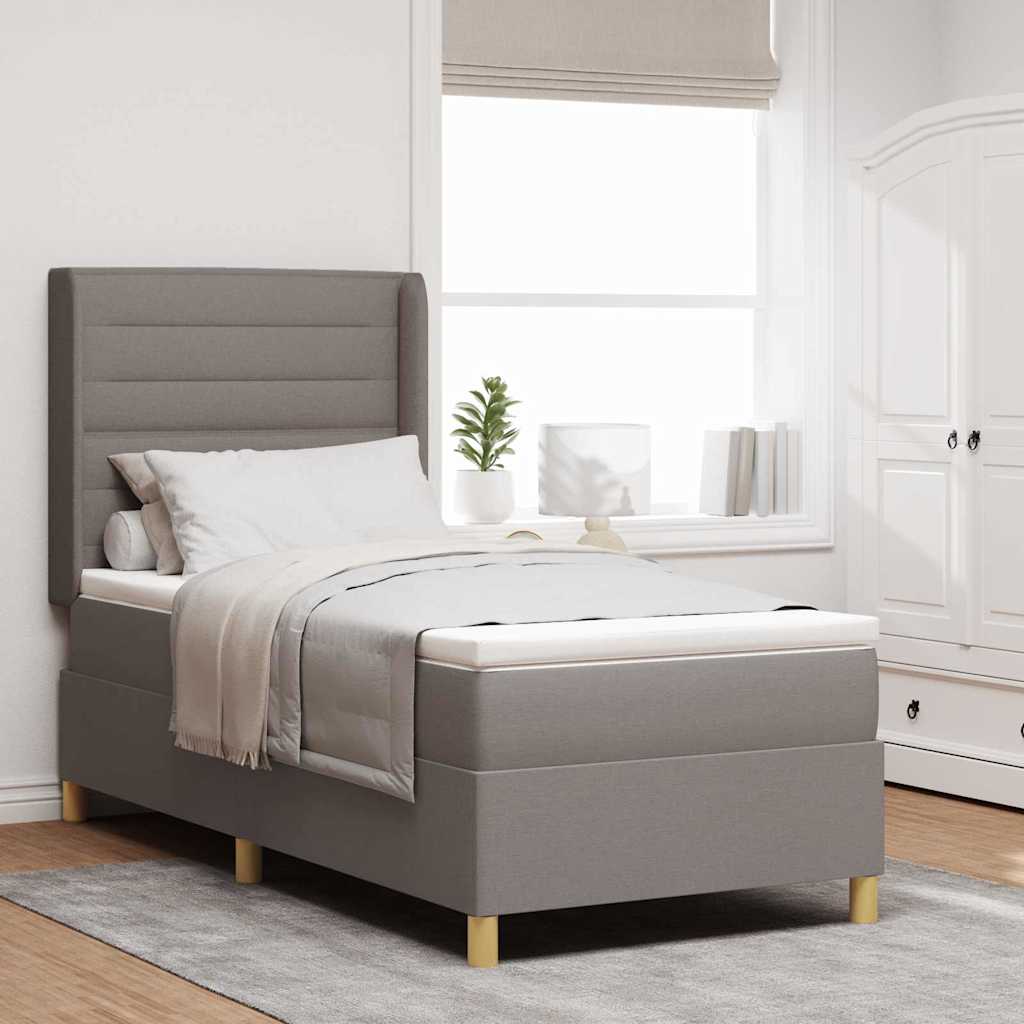 Box spring seng med madras Gråbrun 90 x 190 cm Stof