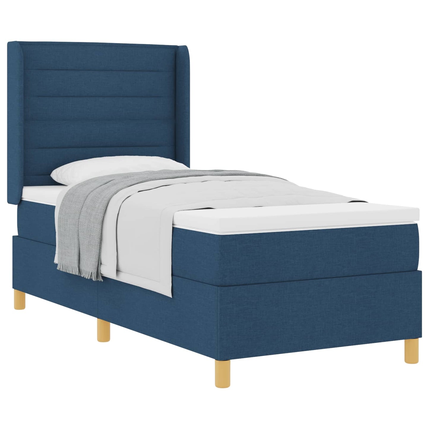 Box spring seng med madras med hovedgærde Blå 90 x 190 cm Stof