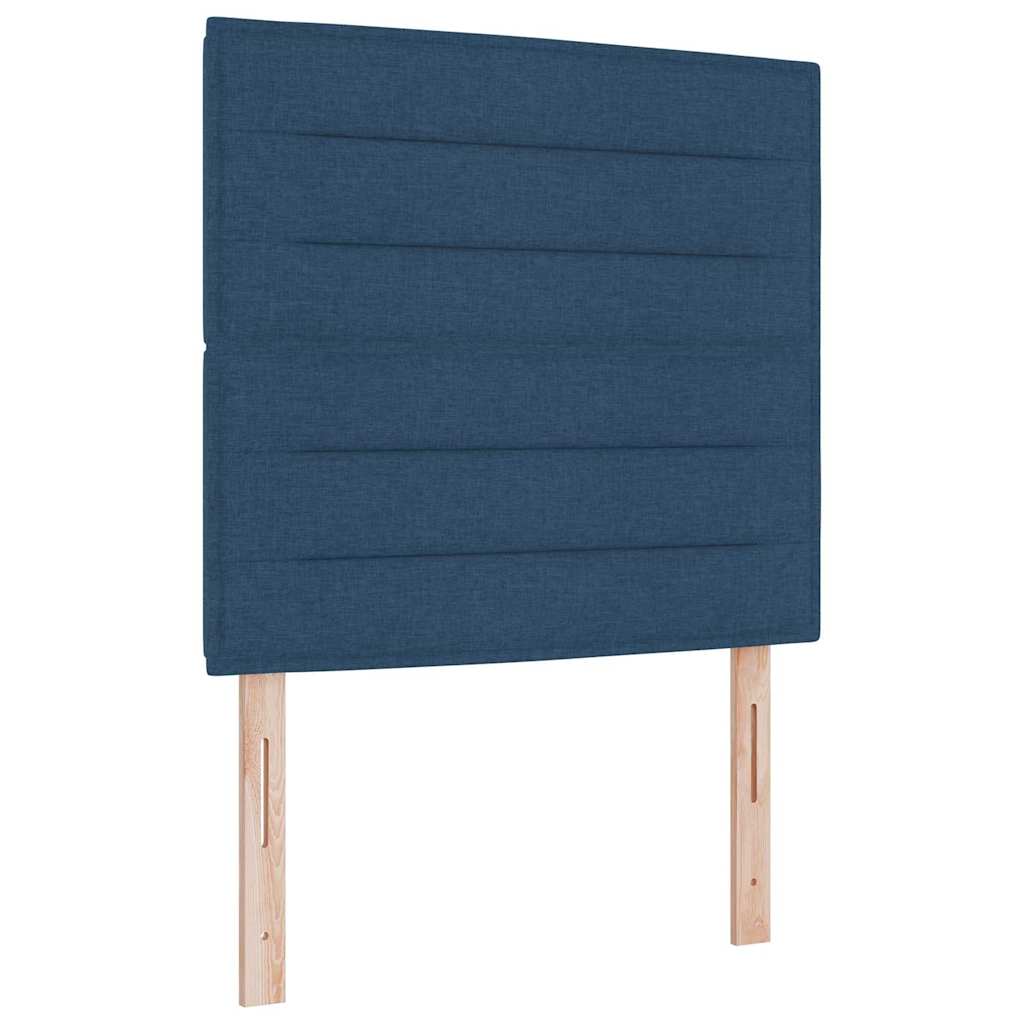 Box spring seng med madras med hovedgærde Blå 90 x 190 cm Stof