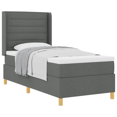 Box spring seng med madras Mørkegrå 90 x 200 cm Stof