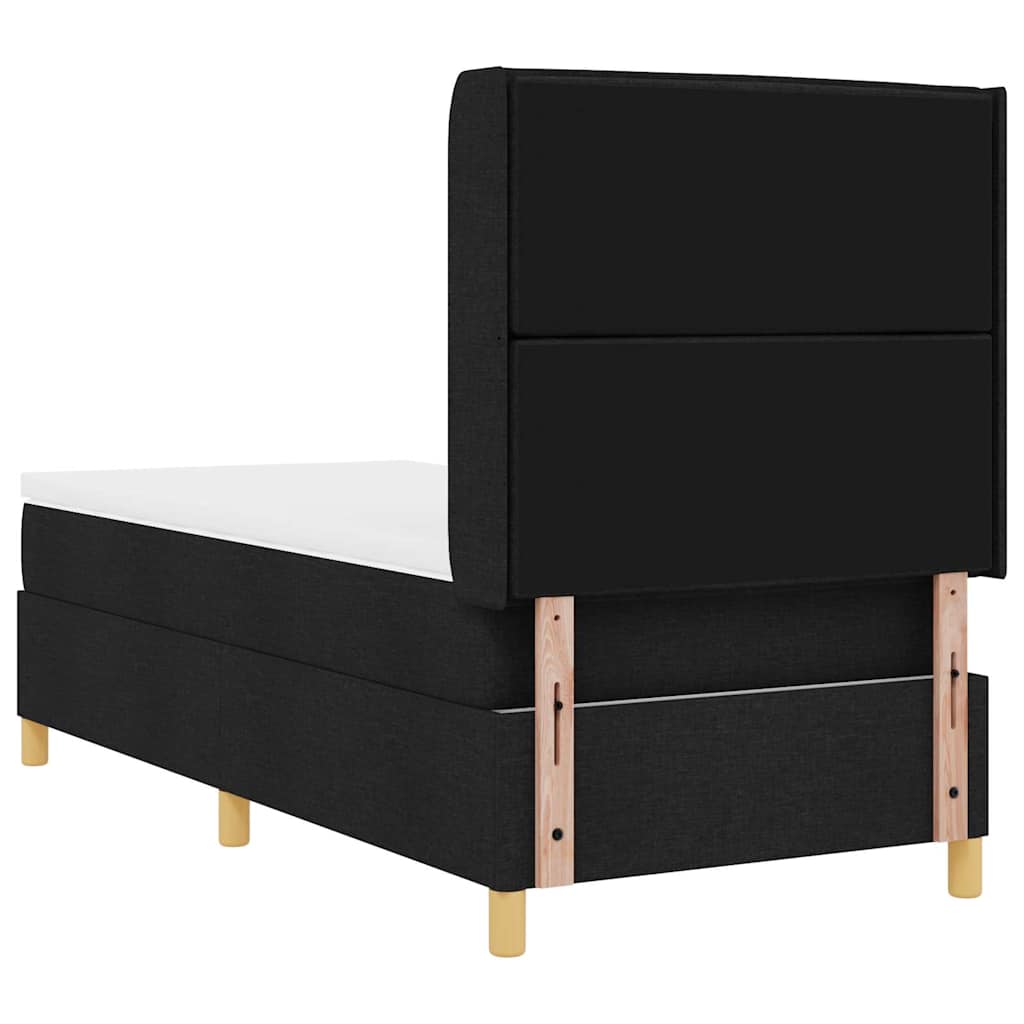 Box spring seng med madras med hovedgærde Sort 90 x 200 cm Stof