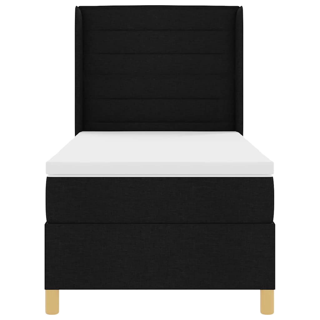 Box spring seng med madras med hovedgærde Sort 90 x 200 cm Stof