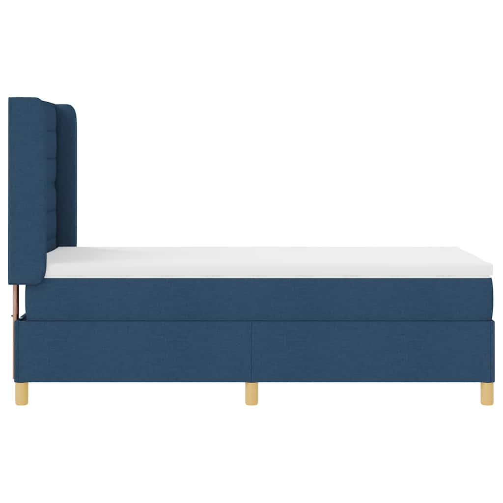 Box spring seng med madras med hovedgærde Blå 90 x 200 cm Stof