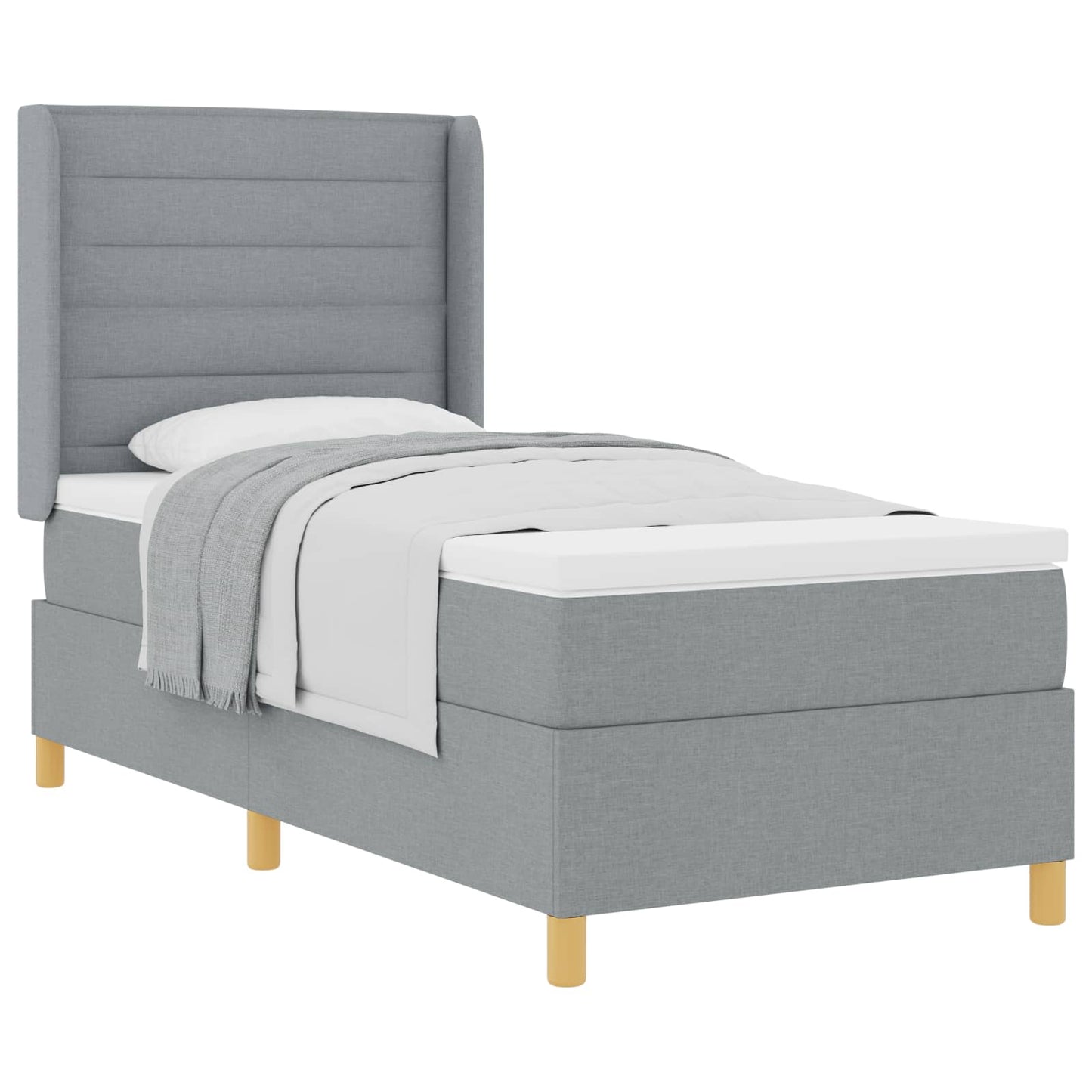 Box spring seng med hovedgærde Lysegrå 100 x 200 cm Stof