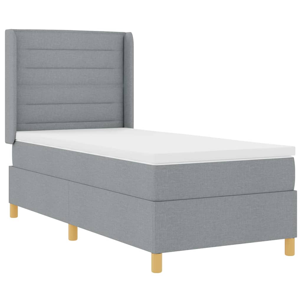 Box spring seng med hovedgærde Lysegrå 100 x 200 cm Stof