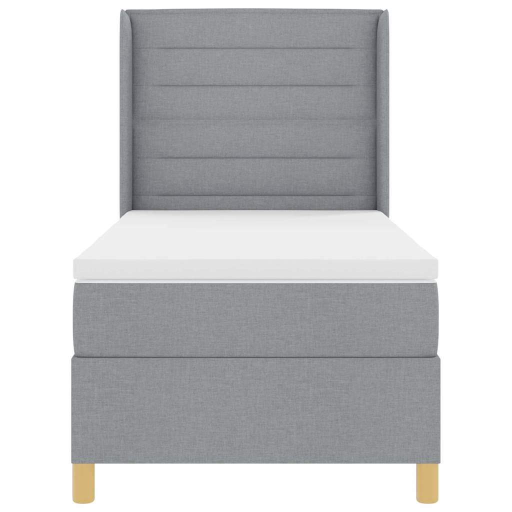 Box spring seng med hovedgærde Lysegrå 100 x 200 cm Stof