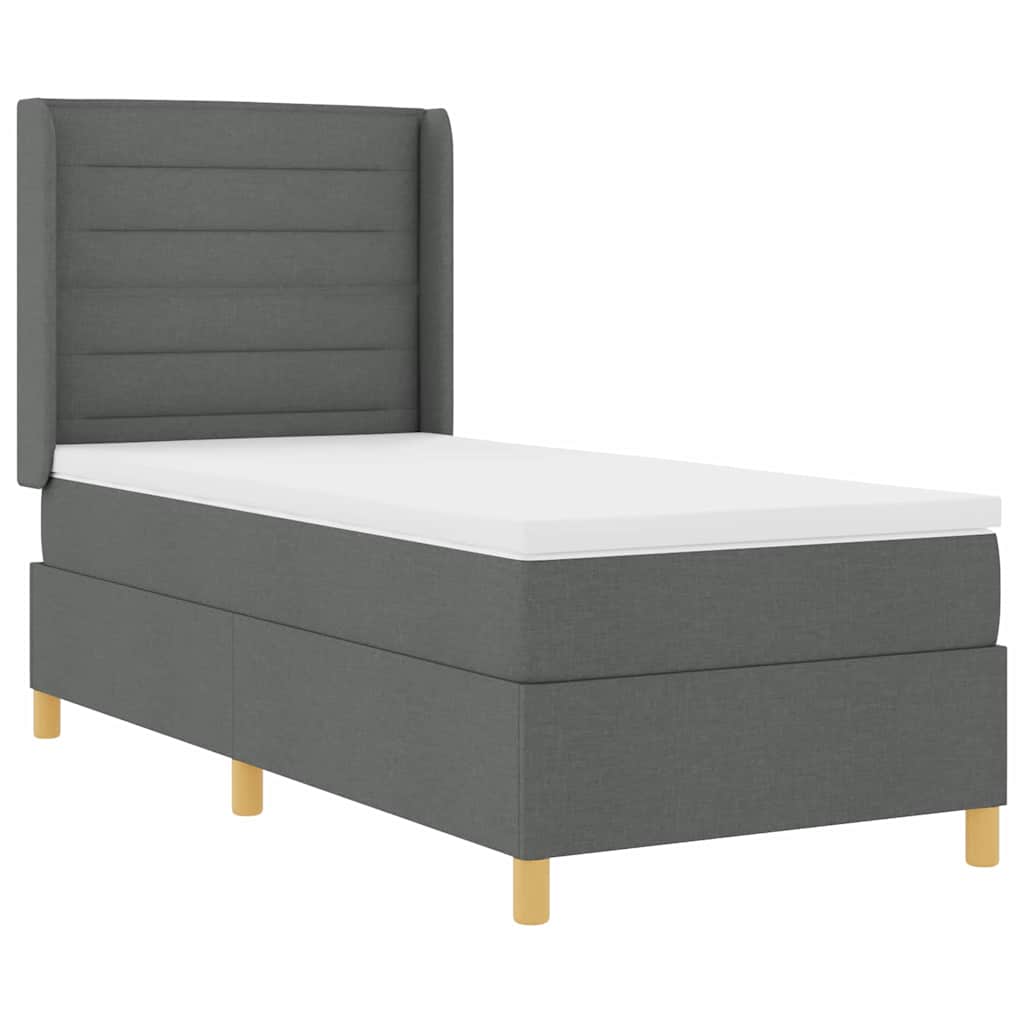Box spring seng med madras Mørkegrå 100 x 200 cm Stof