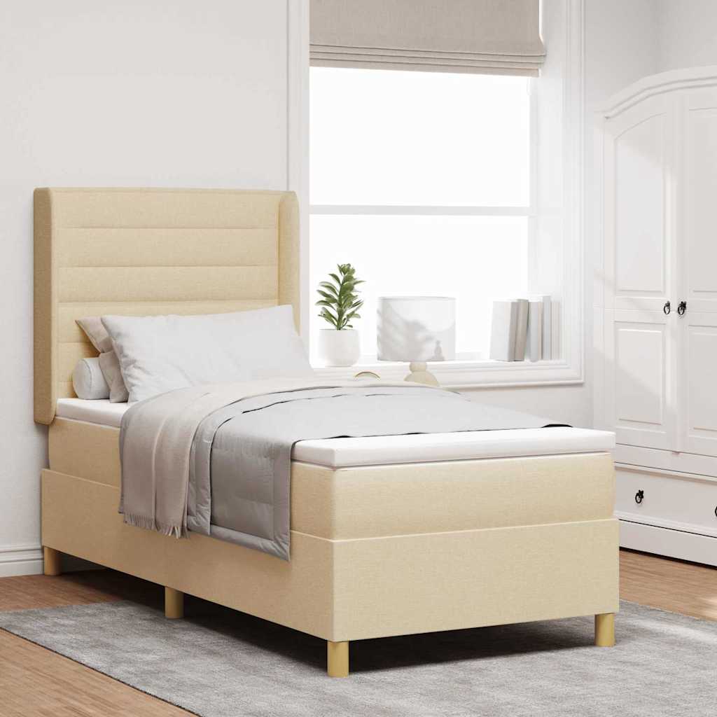 Box spring seng med madras Creme 100 x 200 cm Stof