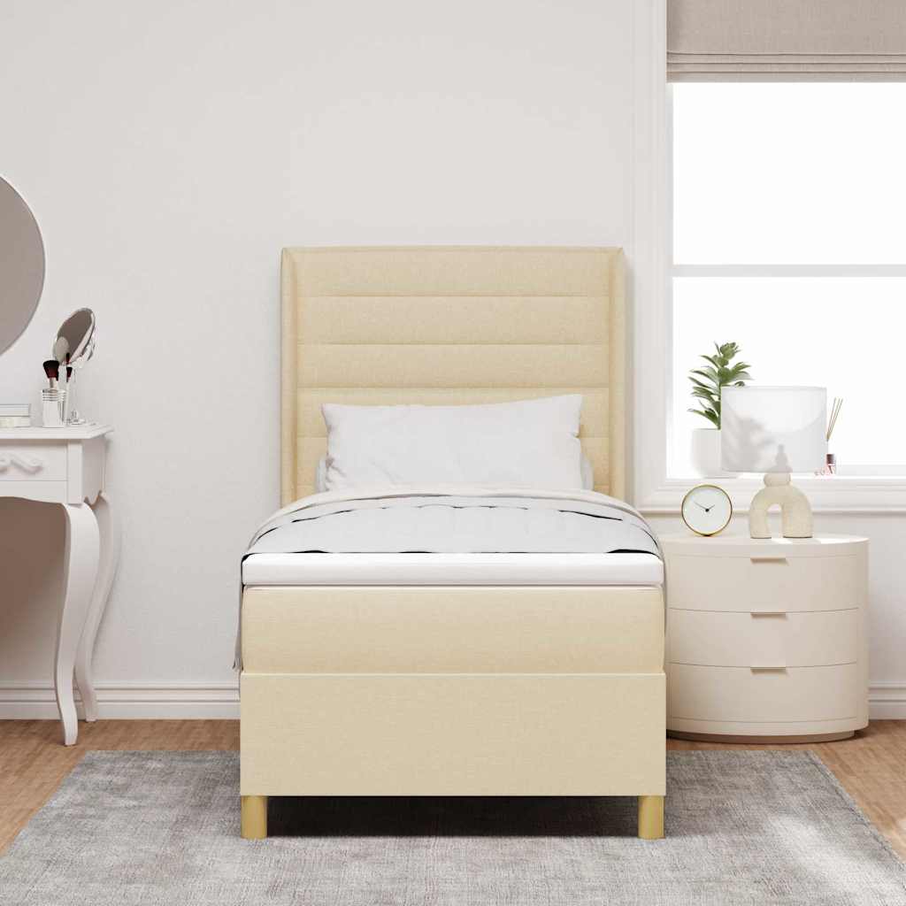 Box spring seng med madras Creme 100 x 200 cm Stof