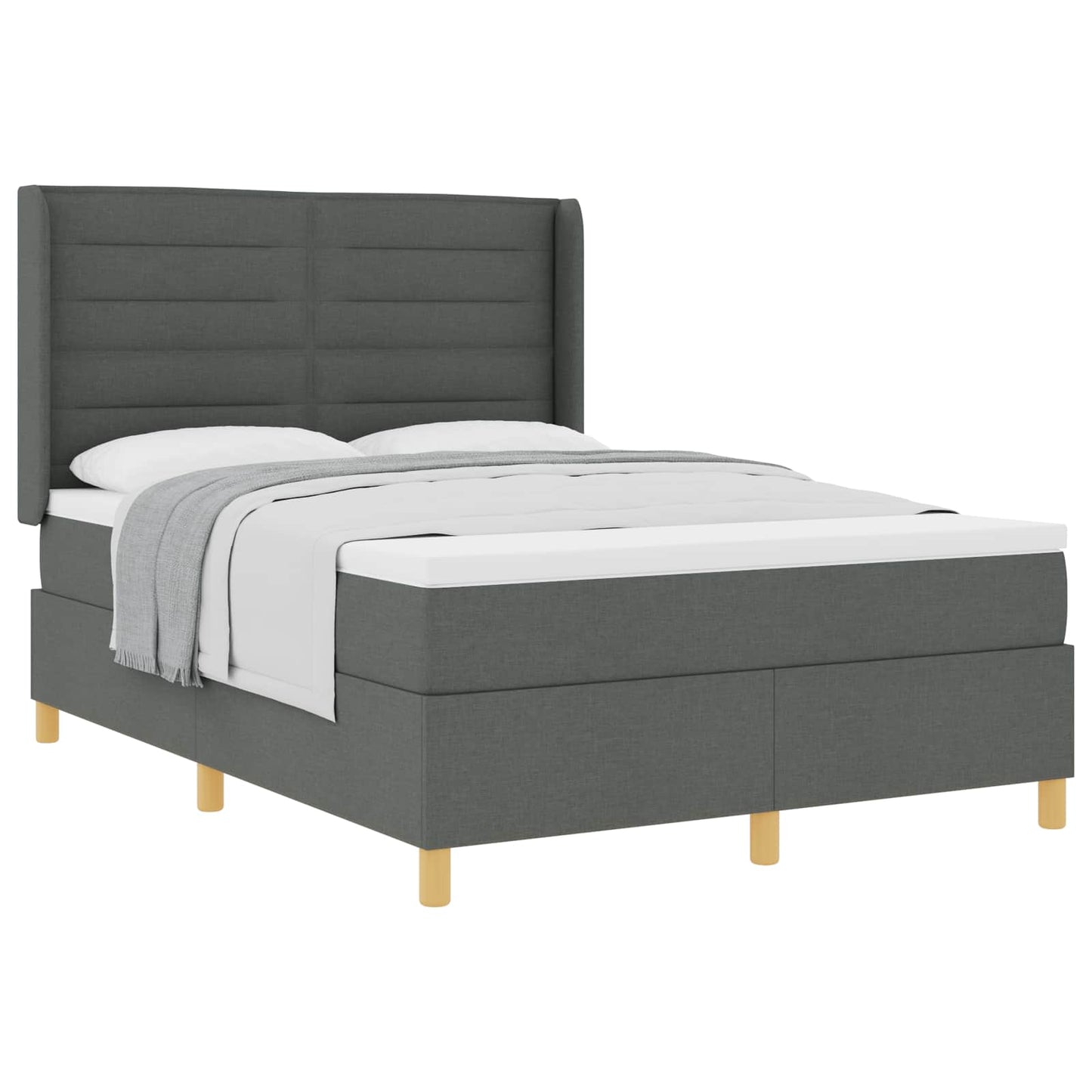Box spring seng med madras Mørkegrå 140 x 190 cm Stof