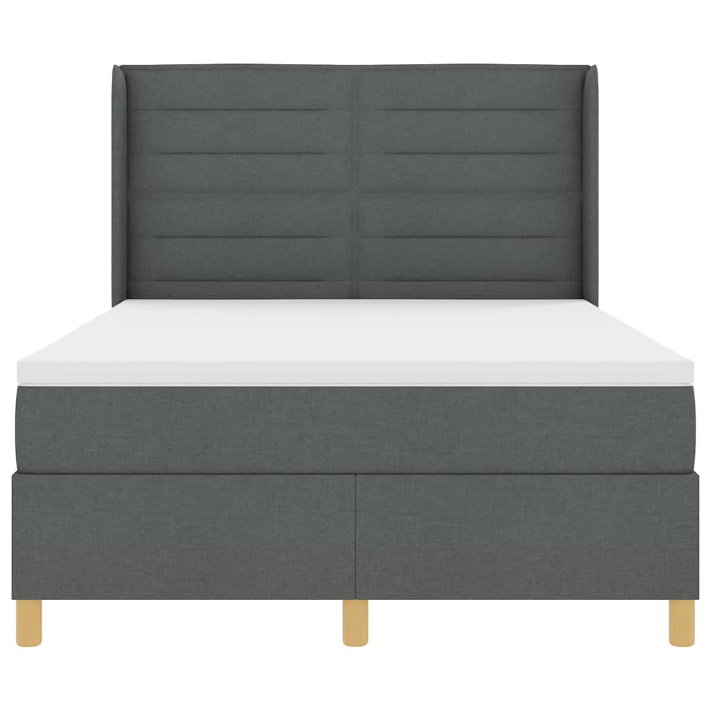 Box spring seng med madras Mørkegrå 140 x 190 cm Stof