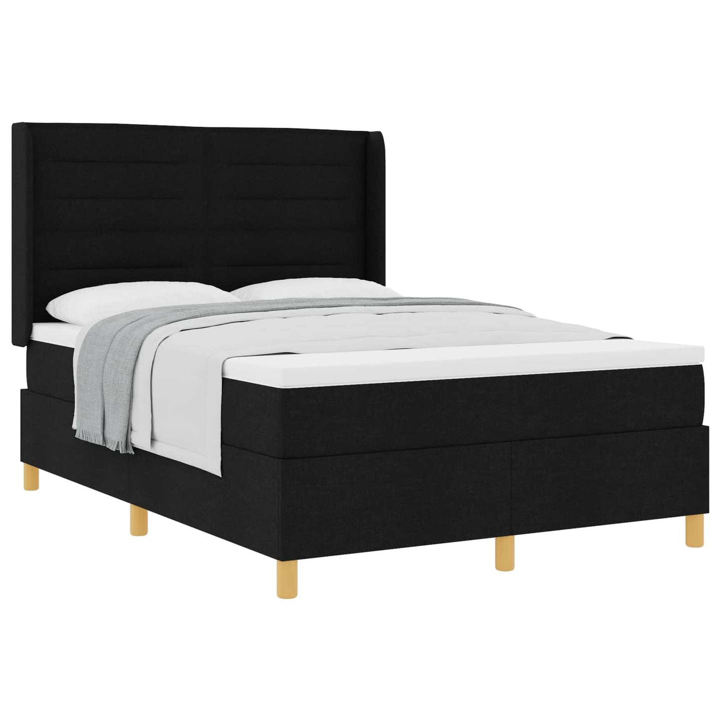Box spring seng med madras Sort 140 x 190 cm Stof
