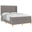 Box spring seng med hovedgærde Gråbrun 140 x 190 cm Stof