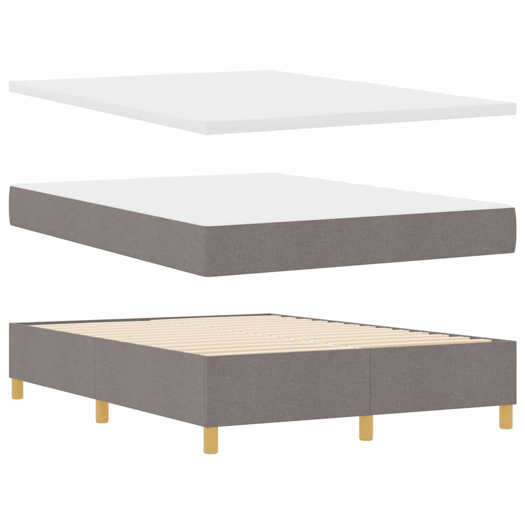 Box spring seng med hovedgærde Gråbrun 140 x 190 cm Stof
