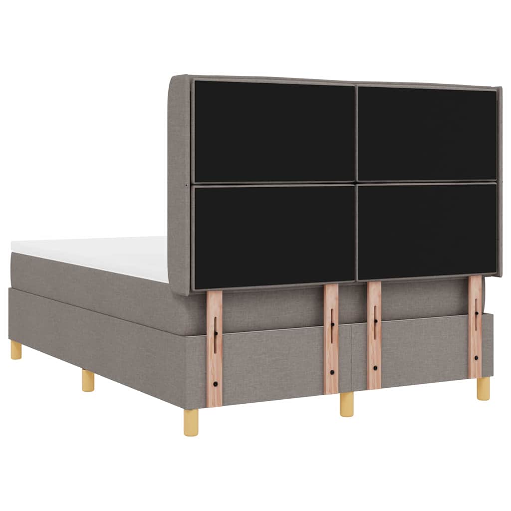 Box spring seng med hovedgærde Gråbrun 140 x 190 cm Stof