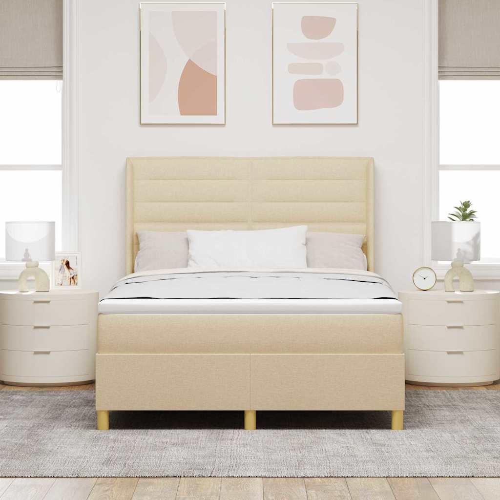 Box spring seng med madras Creme 140 x 190 cm Stof