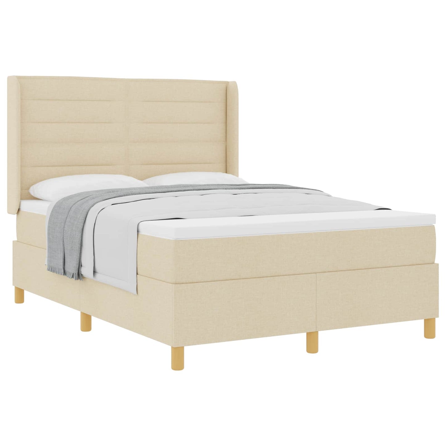 Box spring seng med madras Creme 140 x 190 cm Stof