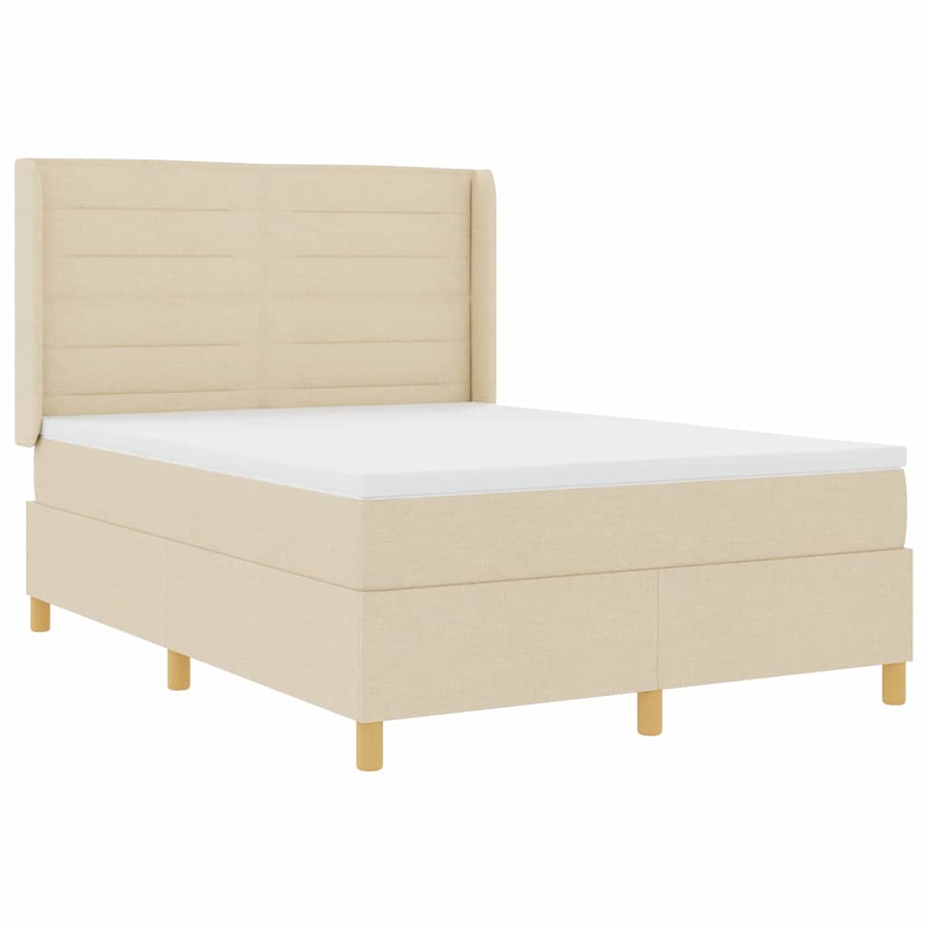 Box spring seng med madras Creme 140 x 190 cm Stof