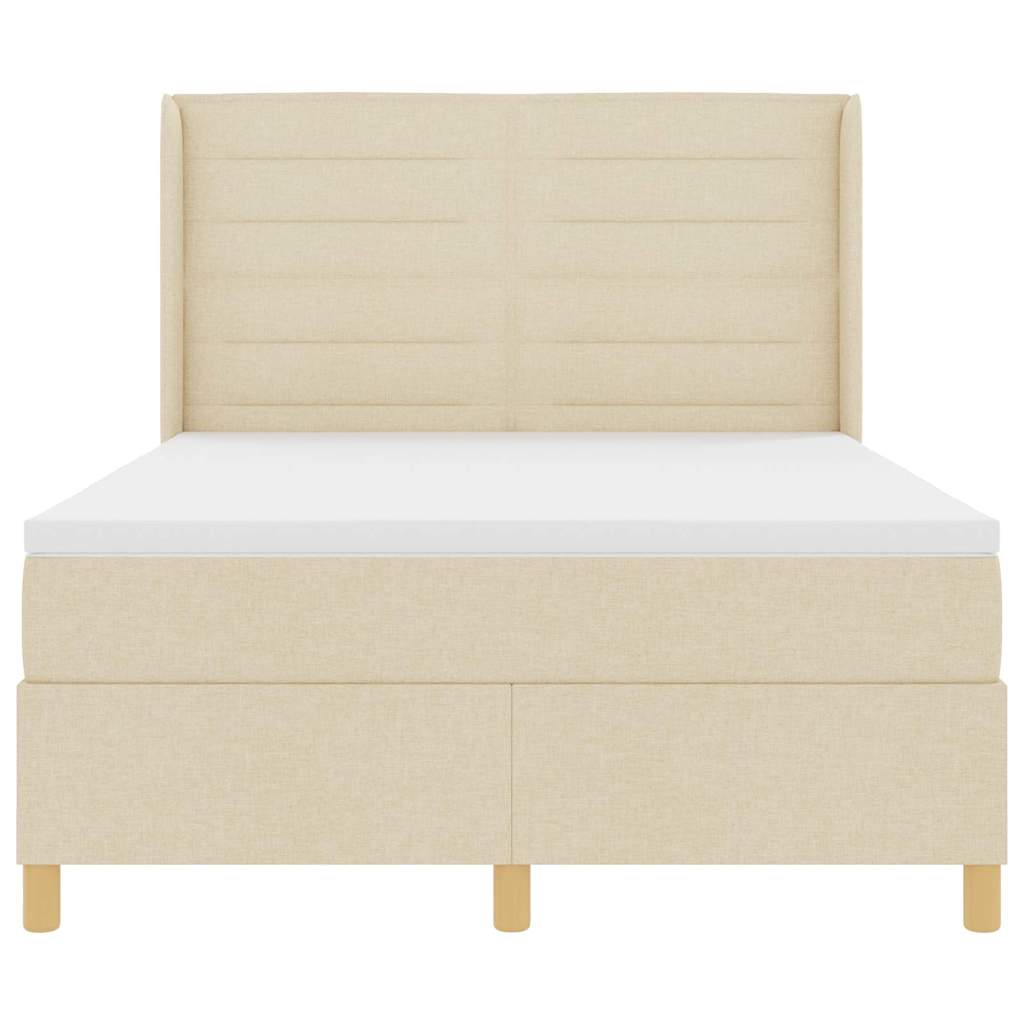 Box spring seng med madras Creme 140 x 190 cm Stof