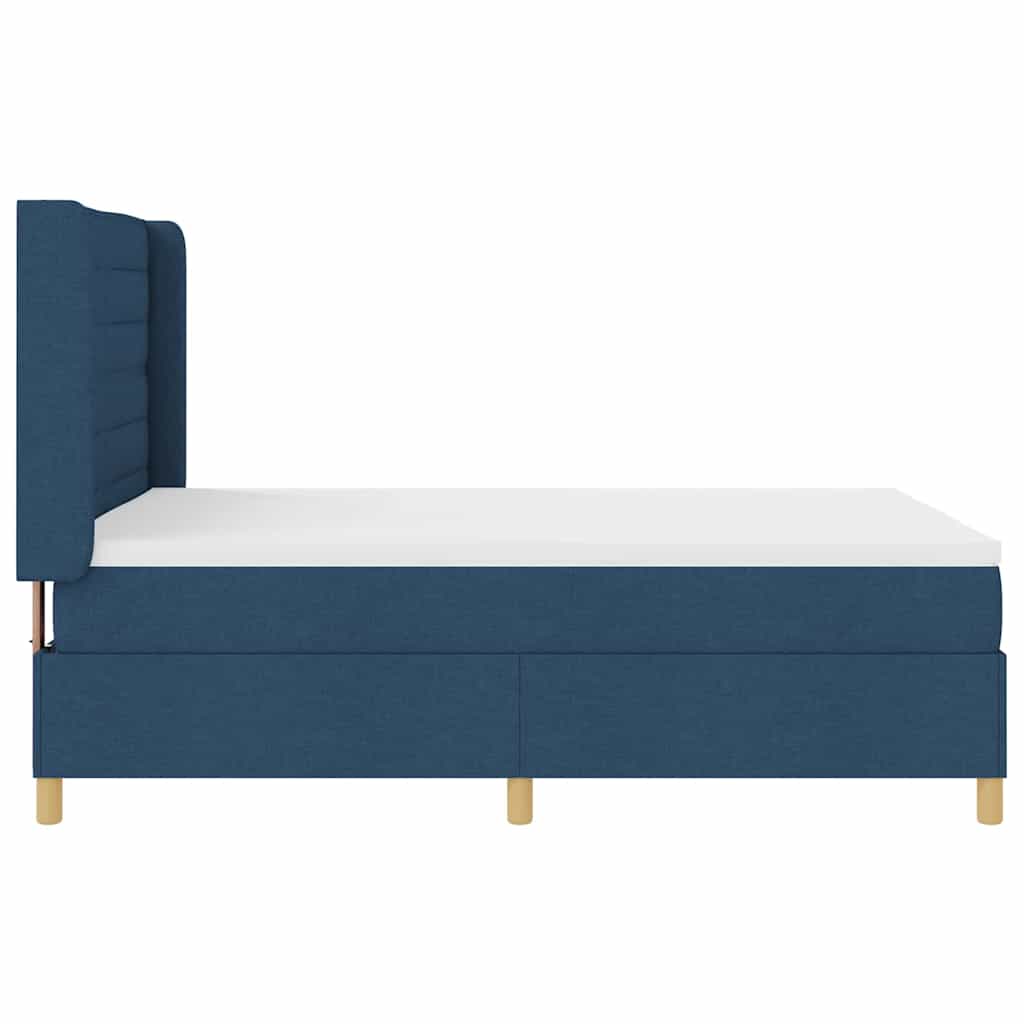 Box spring seng med madras med hovedgærde Blå 140 x 190 cm Stof
