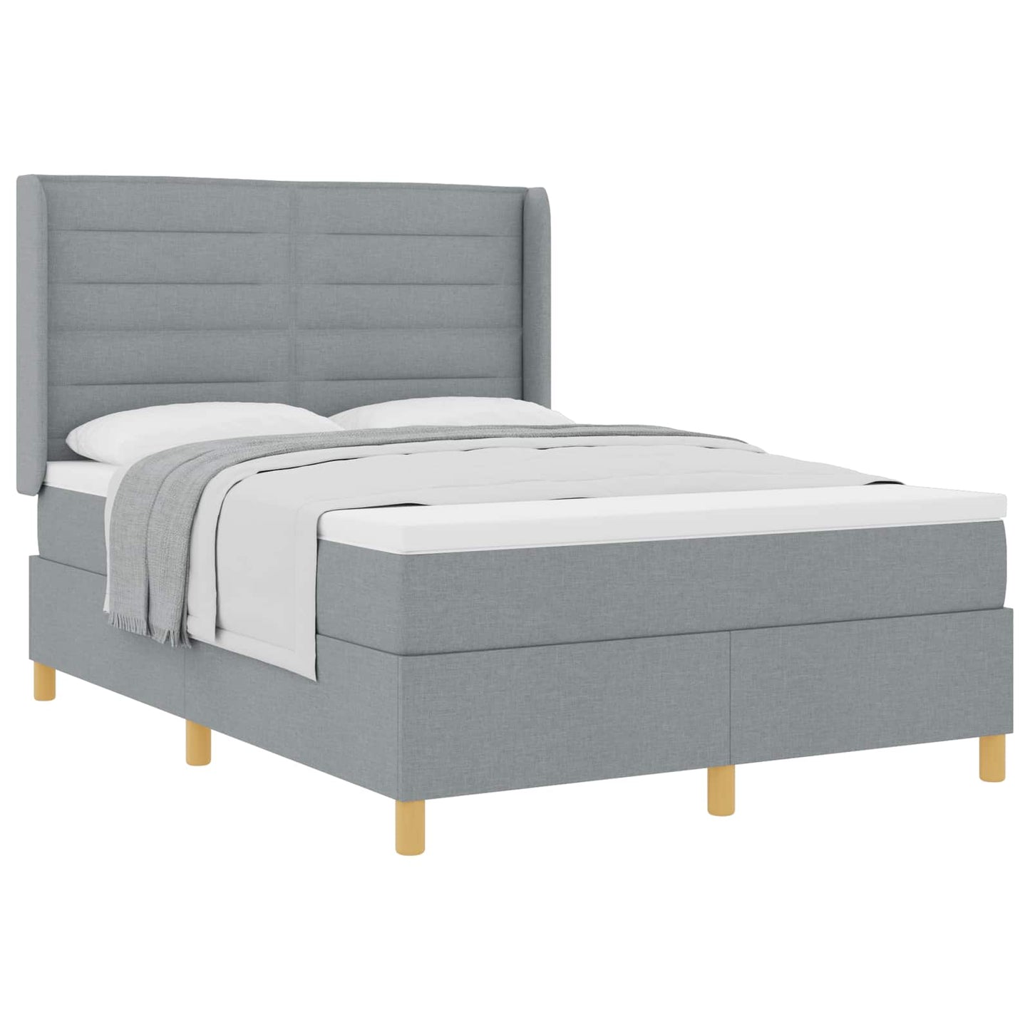 Box spring seng med madras Lysegrå 140 x 200 cm Stof