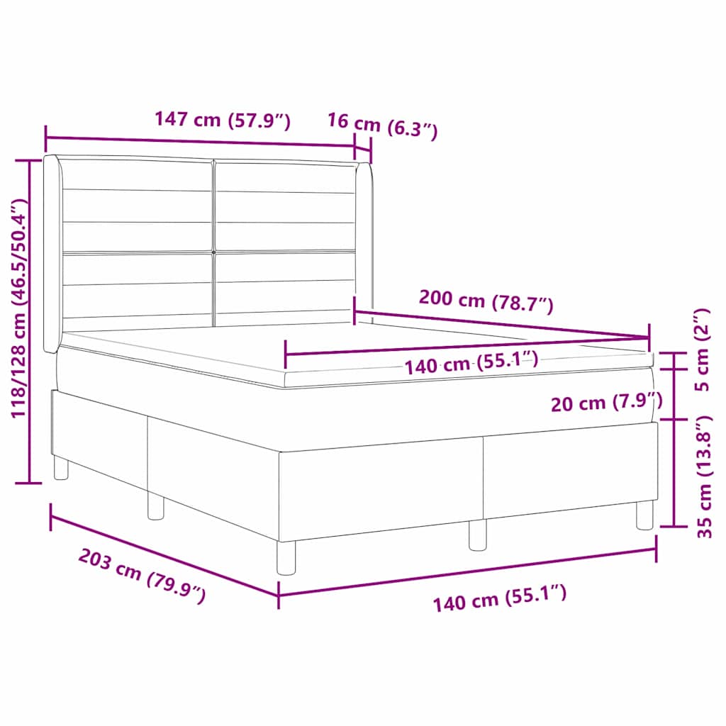 Box spring seng med madras Lysegrå 140 x 200 cm Stof