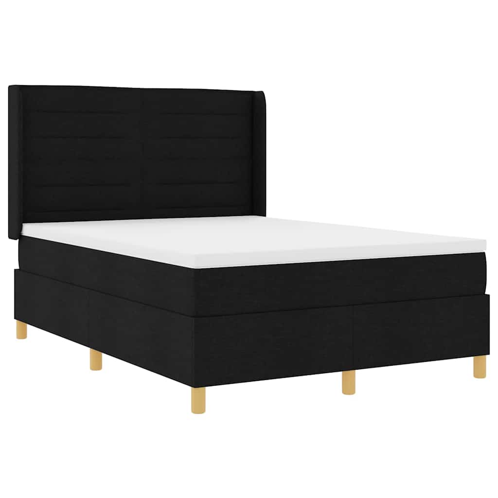 Box spring seng med madras Sort 140 x 200 cm Stof
