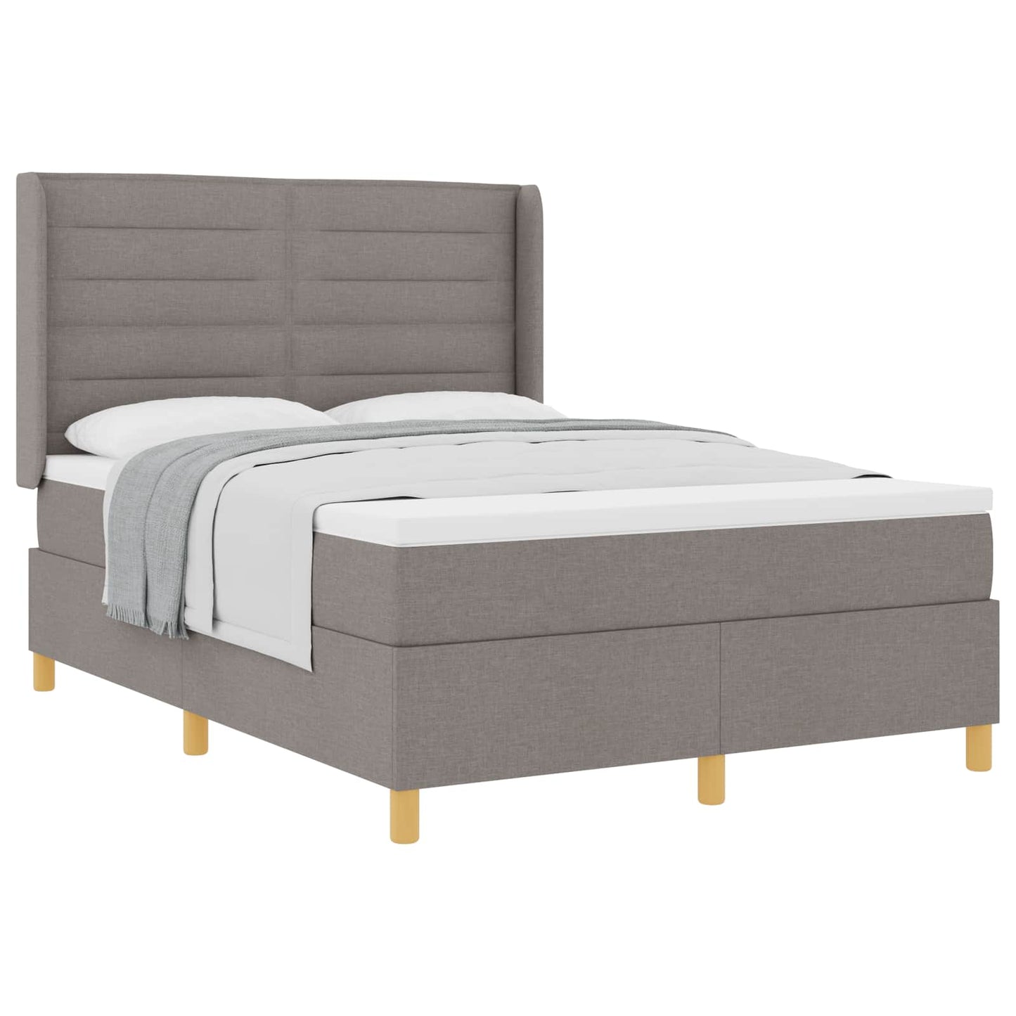 Box spring seng med hovedgærde Gråbrun 140 x 200 cm Stof