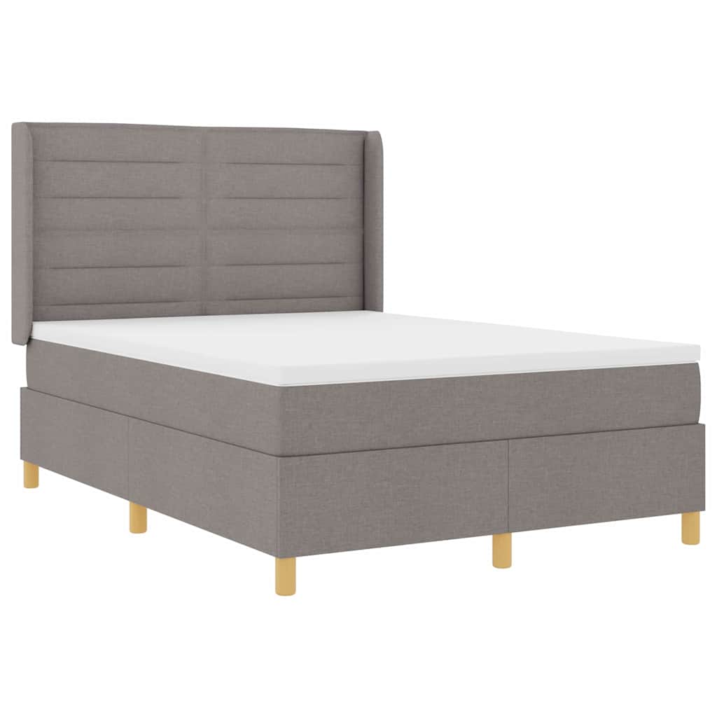Box spring seng med hovedgærde Gråbrun 140 x 200 cm Stof