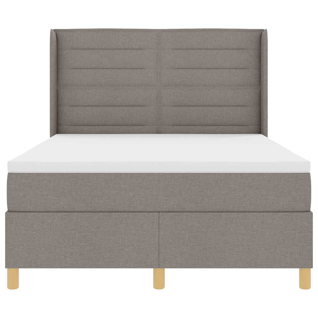 Box spring seng med hovedgærde Gråbrun 140 x 200 cm Stof
