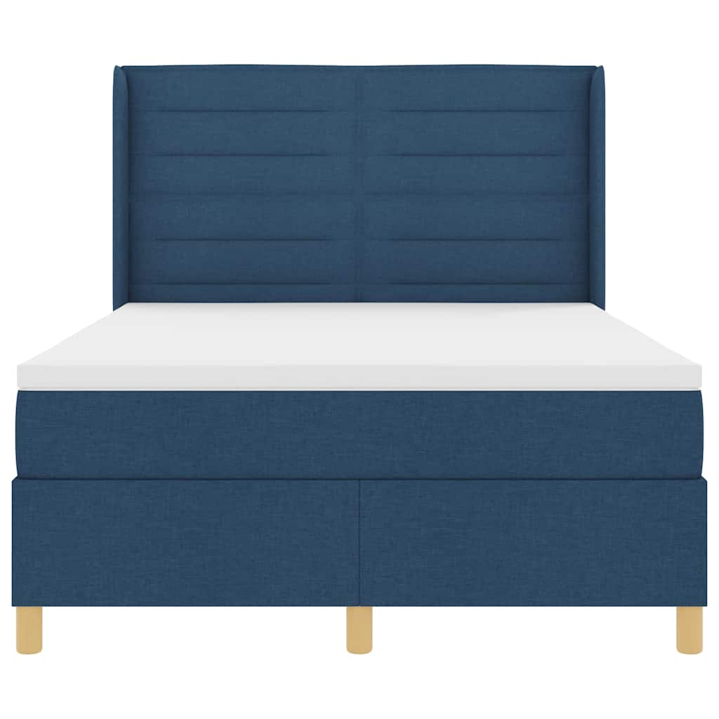 Box spring seng med madras med hovedgærde Blå 140 x 200 cm Stof