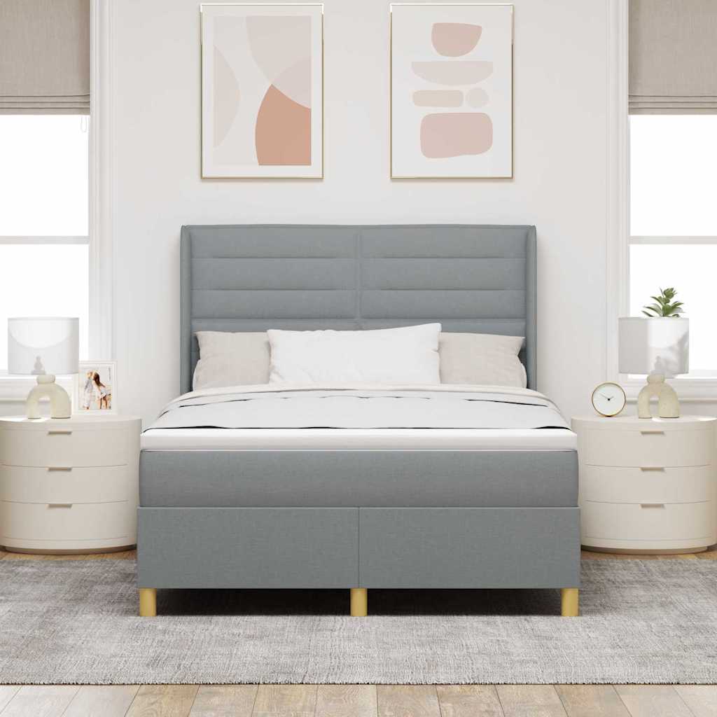Box spring seng med madras Lysegrå 160 x 200 cm Stof