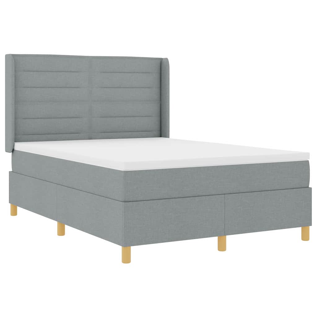 Box spring seng med madras Lysegrå 160 x 200 cm Stof