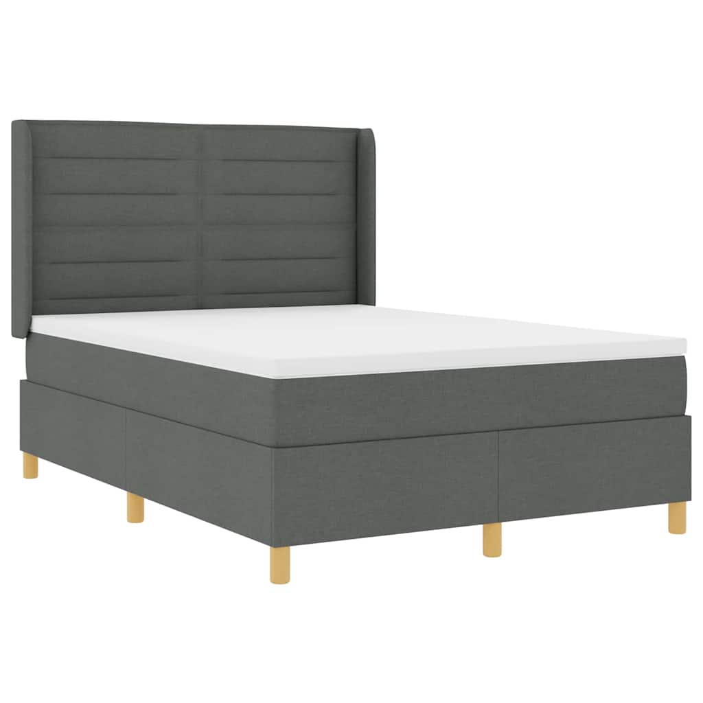 Box spring seng med madras Mørkegrå 160 x 200 cm Stof