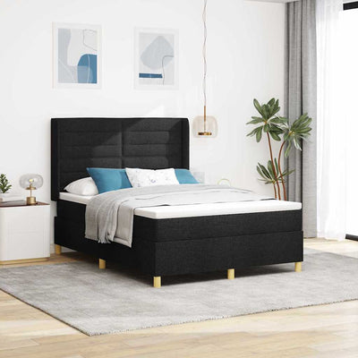 Box spring seng med madras Sort 160 x 200 cm Stof