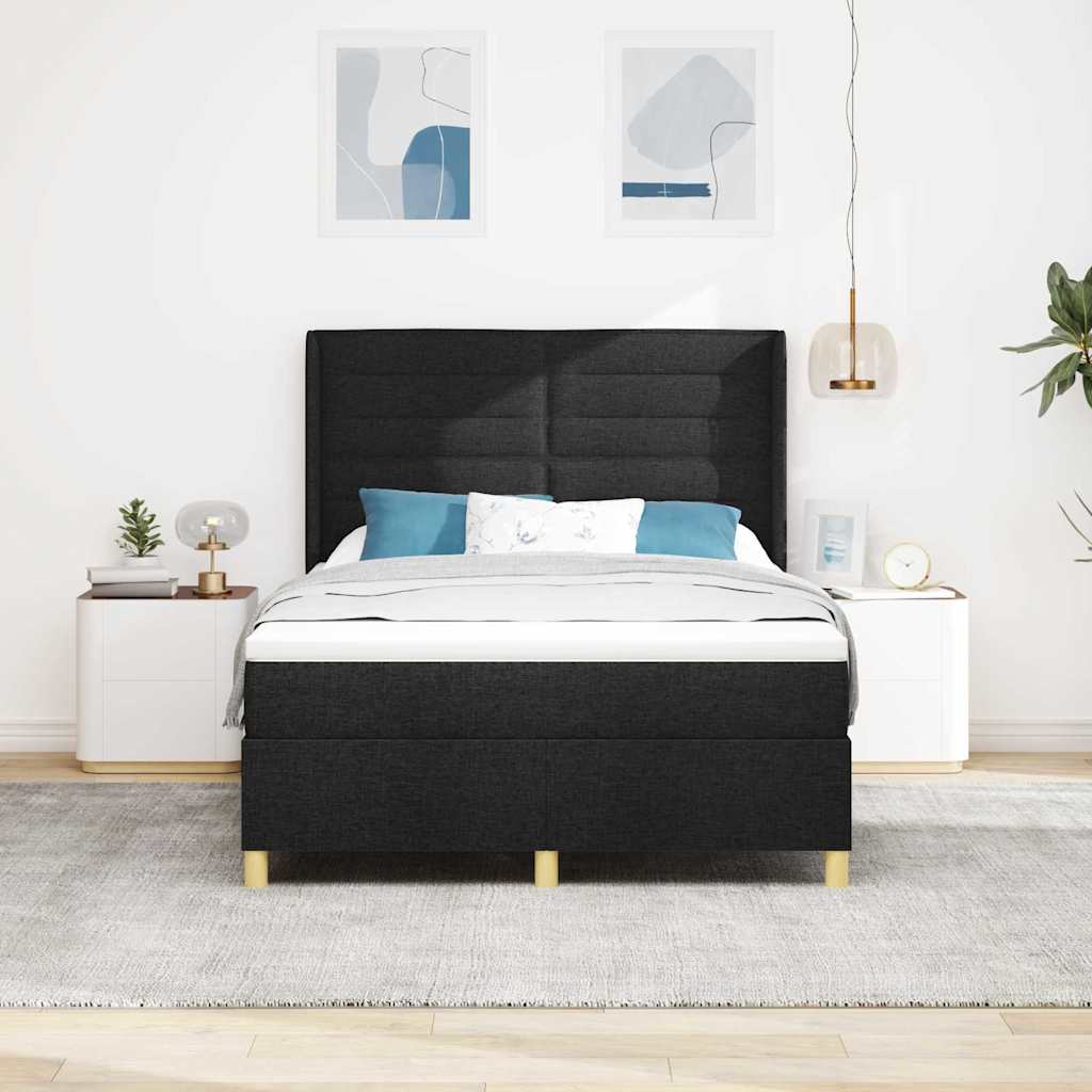 Box spring seng med madras Sort 160 x 200 cm Stof