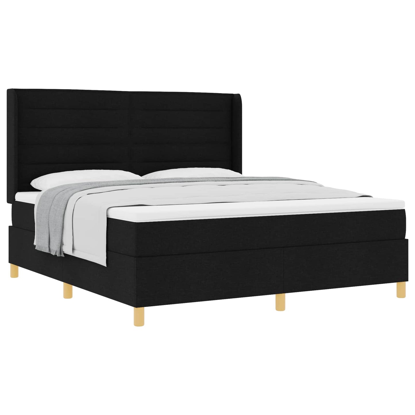 Box spring seng med madras Sort 180 x 200 cm Stof