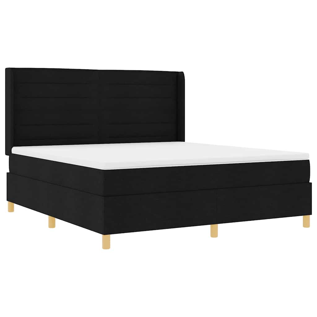 Box spring seng med madras Sort 180 x 200 cm Stof