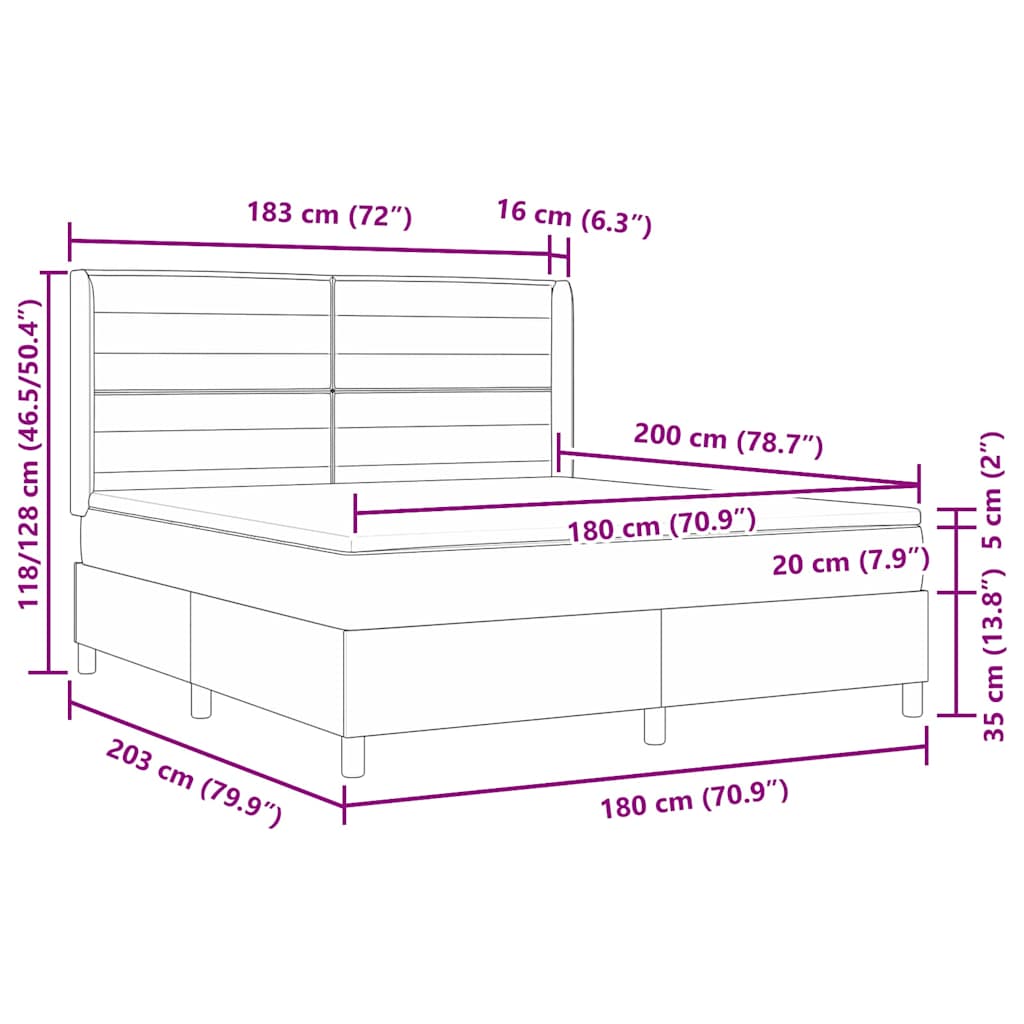 Box spring seng med madras Sort 180 x 200 cm Stof