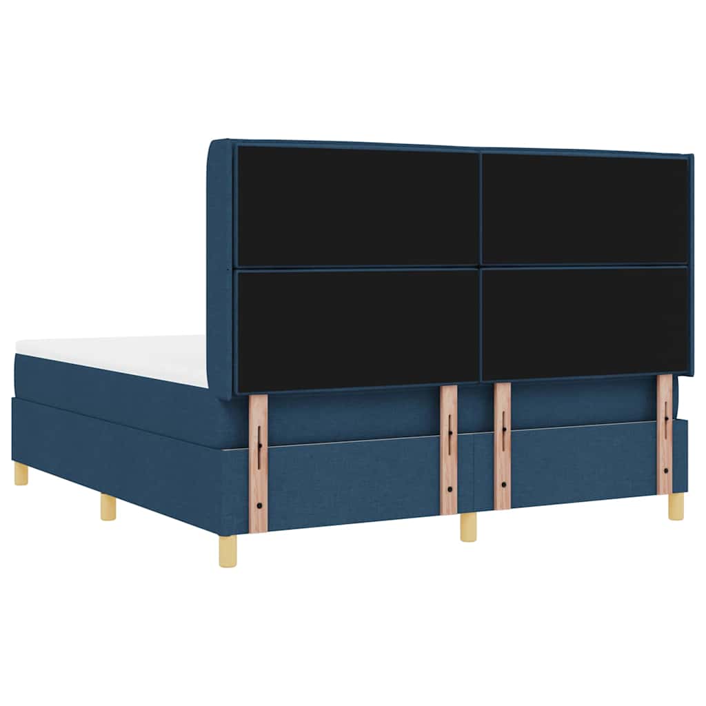 Box spring seng med madras med hovedgærde Blå 180 x 200 cm Stof