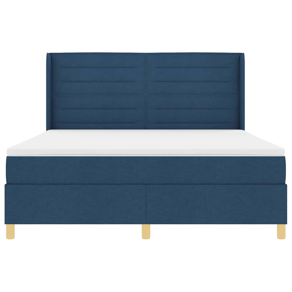 Box spring seng med madras med hovedgærde Blå 180 x 200 cm Stof