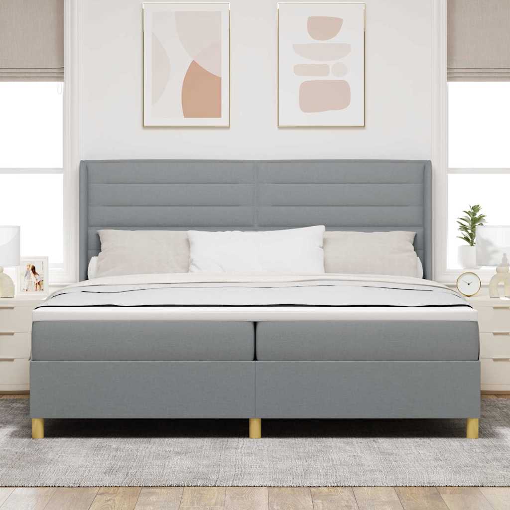 Box spring seng med madras Lysegrå 200 x 200 cm Stof